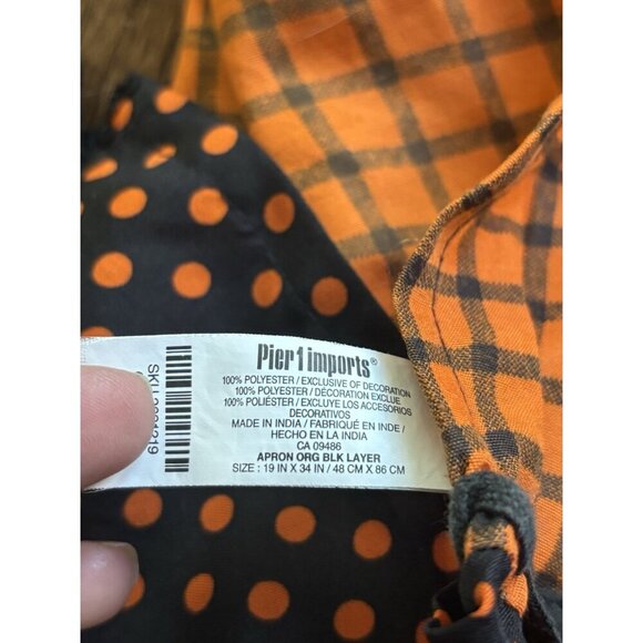 Pier1 imports Halloween Apron Orange Black White Polka Dot Spider Lace One Size - Picture 5 of 7